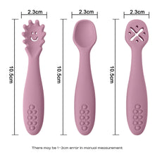 Load image into Gallery viewer, 3PCS Silicone Spoon Fork for Baby Utensils Set Feeding Food Toddler Learn to Eat Training Soft Fork Cutlery Children&#39;S Tableware