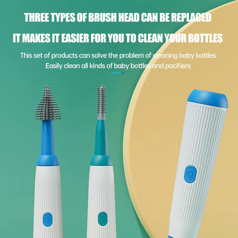 Electric Baby Bottle Brush 1500Mah Multipurpose Silicone Cordless Infants Babe Milk Bottle Nipple Clean Brushes with Extensions