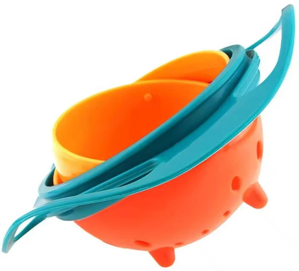 Magic Gyro Bowl 360 Degree Rotate Spill-Proof Bowls with Lid Plastic Creative Dishes Practice Feeding Bowls for Toddler Baby Kid