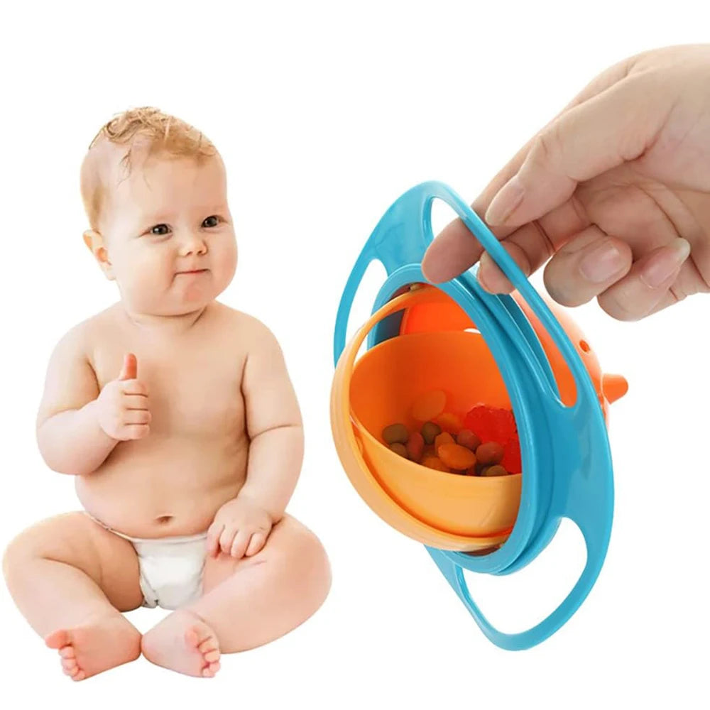 Magic Gyro Bowl 360 Degree Rotate Spill-Proof Bowls with Lid Plastic Creative Dishes Practice Feeding Bowls for Toddler Baby Kid