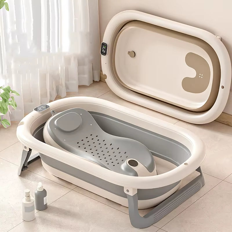 Digital Temperature Sensitive Baby Bath Tub Large Household Portable Folding Bath Tub Children'S Bath Tub Children'S Bath Tub