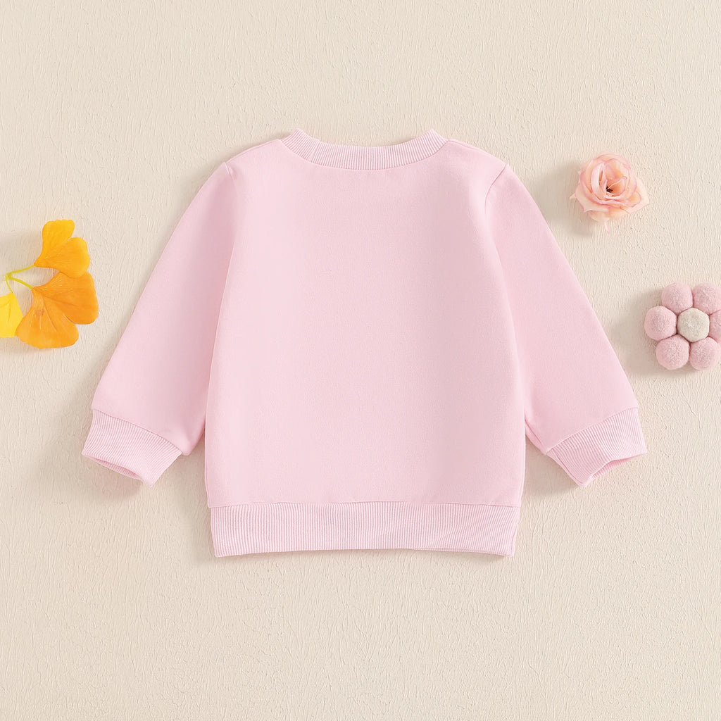 Autumn Family Matching Kids Girls Sweatshirt Long Sleeve Letter Bow Print Pullover Mom Pink Fall Clothes