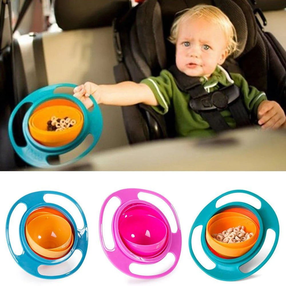 Magic Gyro Bowl 360 Degree Rotate Spill-Proof Bowls with Lid Plastic Creative Dishes Practice Feeding Bowls for Toddler Baby Kid