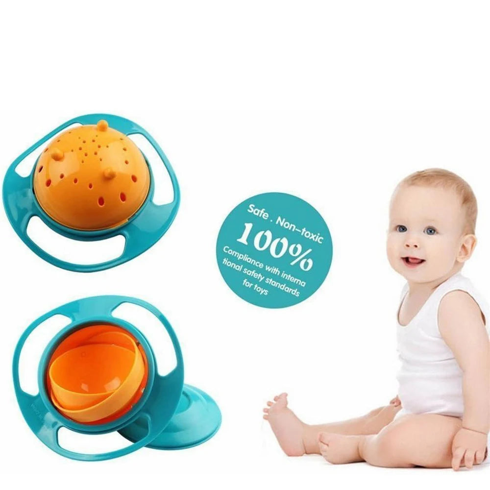 Magic Gyro Bowl 360 Degree Rotate Spill-Proof Bowls with Lid Plastic Creative Dishes Practice Feeding Bowls for Toddler Baby Kid