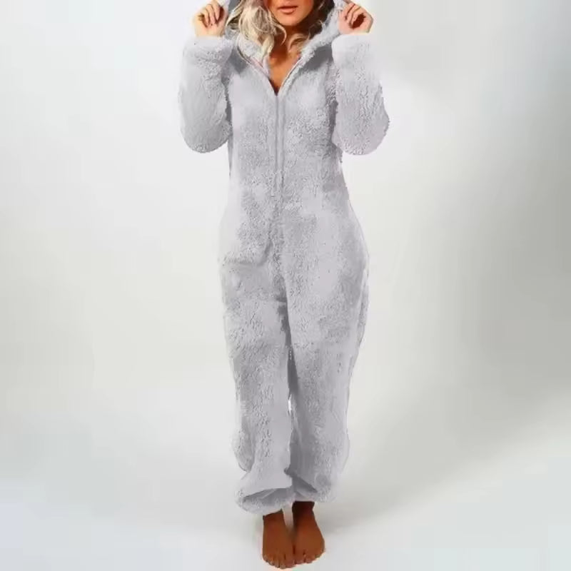 Plush Hooded Jumpsuit Pajama