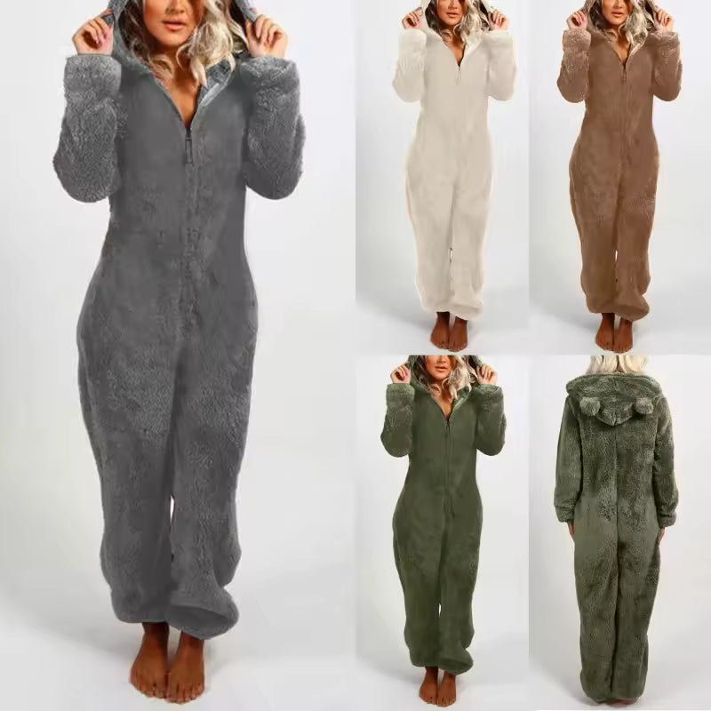 Plush Hooded Jumpsuit Pajama