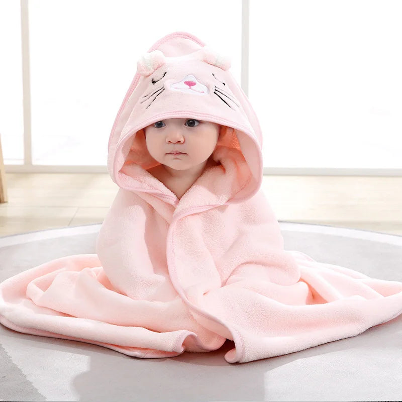 Cartoon Animal Baby Bath Towels Soft Newborn Hooded Towel 