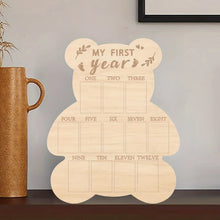 Load image into Gallery viewer, First Year Wooden Bear Milestone Tracker