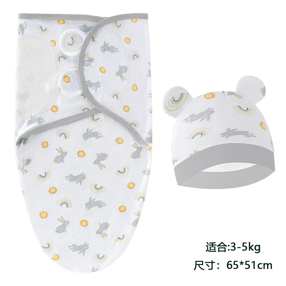 0-6m Baby Swaddle/Blanket and Hat Set 