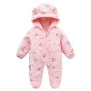 2025 Autumn Winter Newborn Baby Overalls plus Velvet Hooded Kids Baby Girl Rompers 0-1 Years Toddler Boy Jumpsuit Outfits