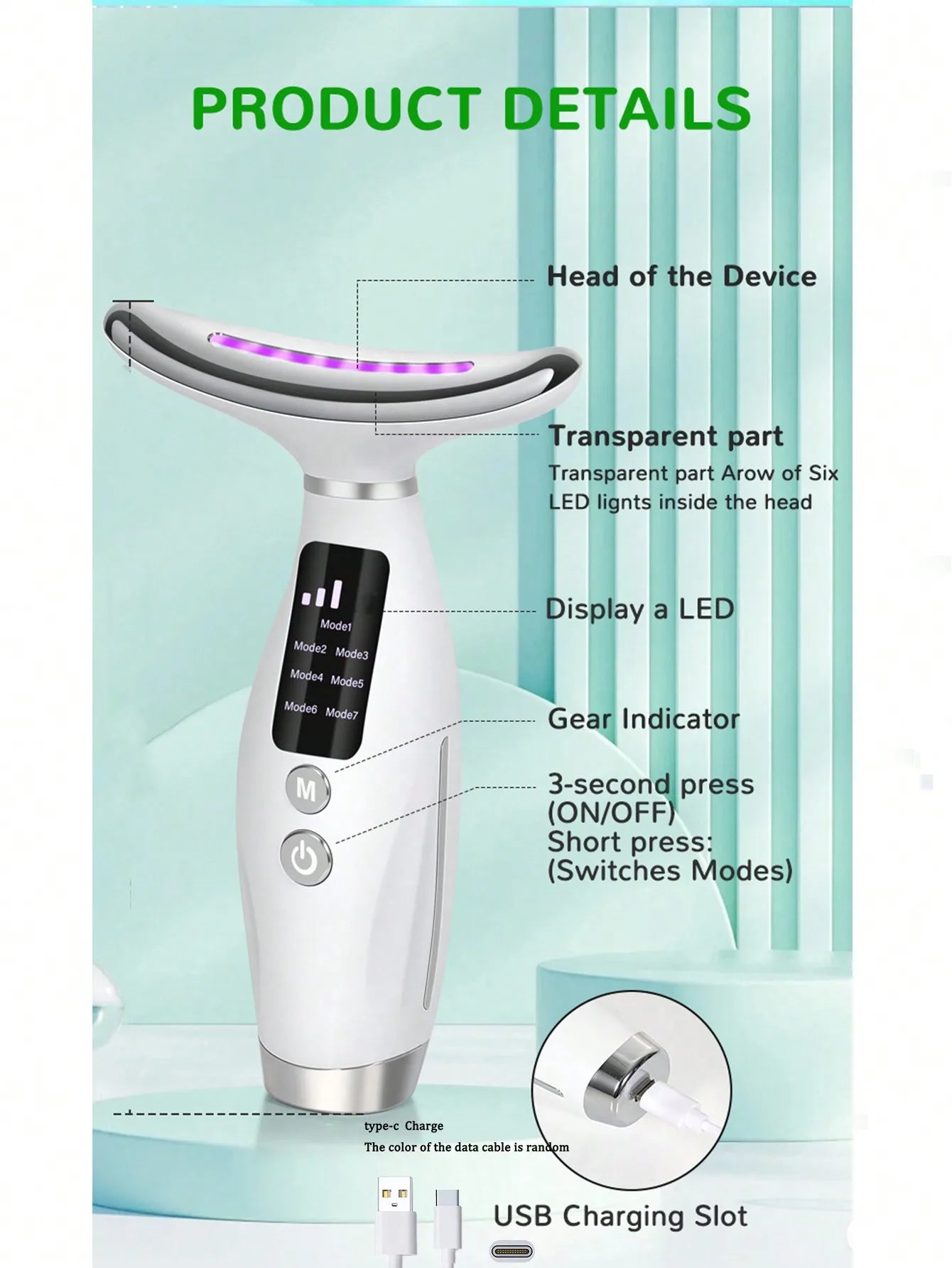  Face and Neck Beauty Instrument 7 Modes and 7 Speeds 