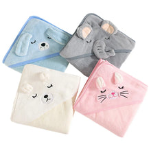 Load image into Gallery viewer, Cartoon Animal Baby Bath Towels Soft Newborn Hooded Towel 