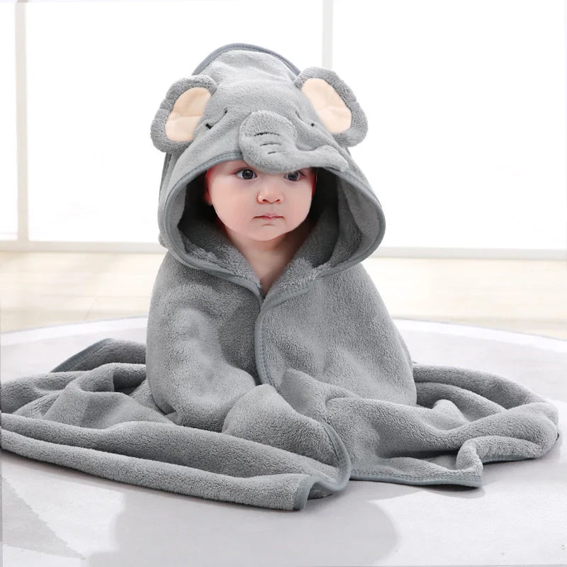 Cartoon Animal Baby Bath Towels Soft Newborn Hooded Towel 