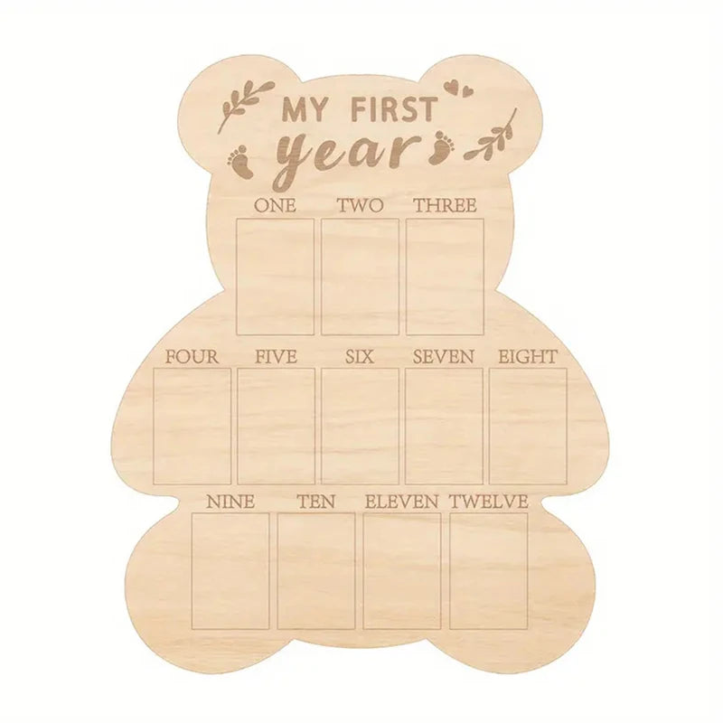 First Year Wooden Bear Milestone Tracker