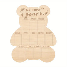 Load image into Gallery viewer, First Year Wooden Bear Milestone Tracker