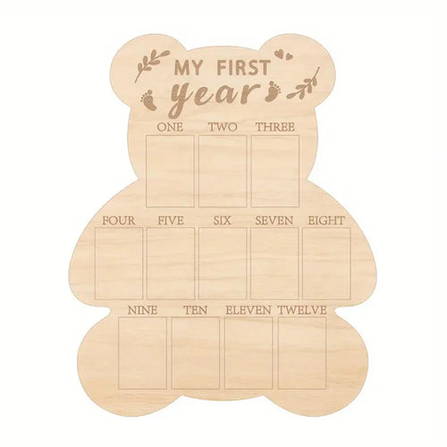 First Year Wooden Bear Milestone Tracker