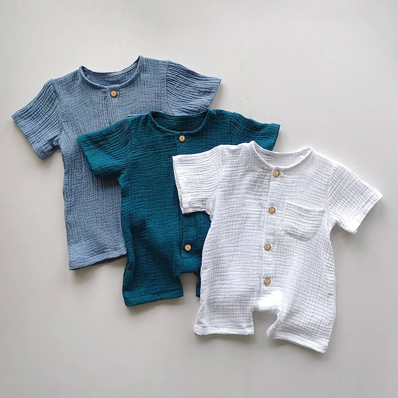 Newborn Baby Unisex Short Sleeves Romper Organic Cotton 