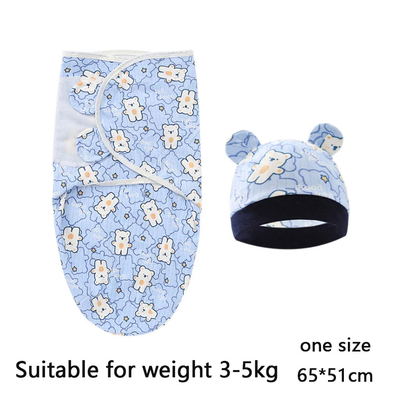 0-6m Baby Swaddle/Blanket and Hat Set 