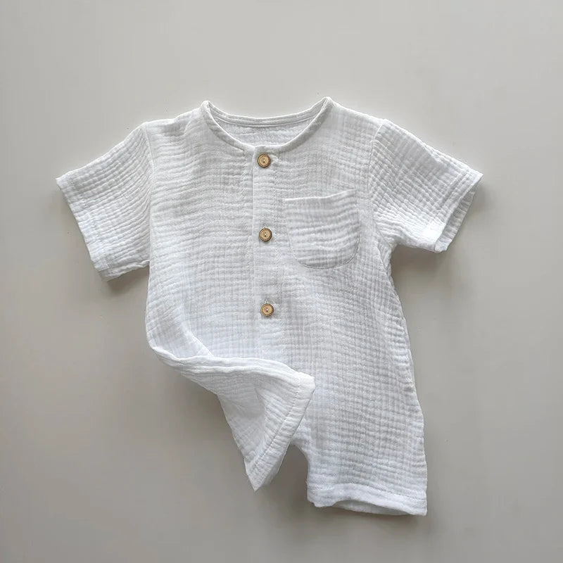 Newborn Baby Unisex Short Sleeves Romper Organic Cotton 
