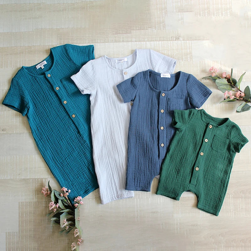 Newborn Baby Unisex Short Sleeves Romper Organic Cotton 