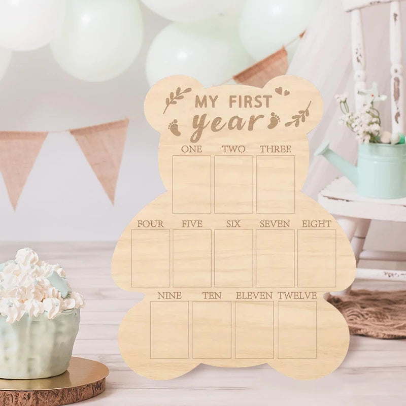 First Year Wooden Bear Milestone Tracker