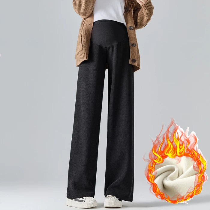 2024 Autumn Winter Maternity Pants Wide Leg Loose Straight Elastic Waist Belly Long Trousers for Pregnant Women Youth Pregnancy