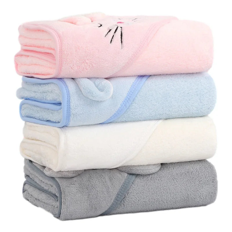 Cartoon Animal Baby Bath Towels Soft Newborn Hooded Towel 