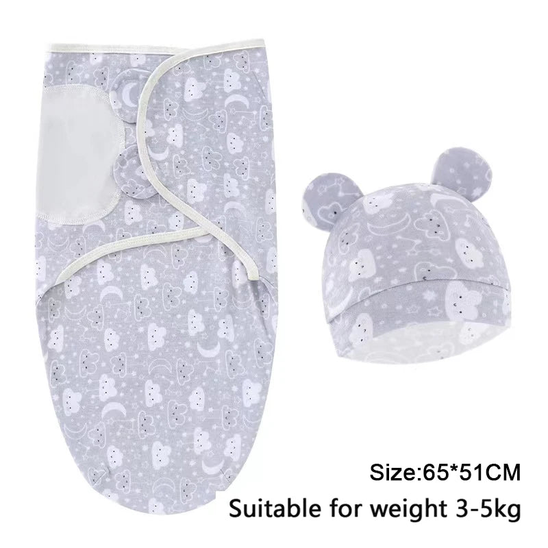 0-6m Baby Swaddle/Blanket and Hat Set 