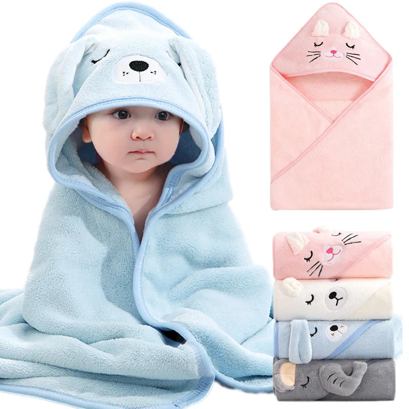 Cartoon Animal Baby Bath Towels Soft Newborn Hooded Towel 