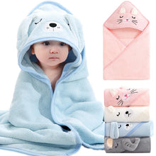 Load image into Gallery viewer, Cartoon Animal Baby Bath Towels Soft Newborn Hooded Towel 