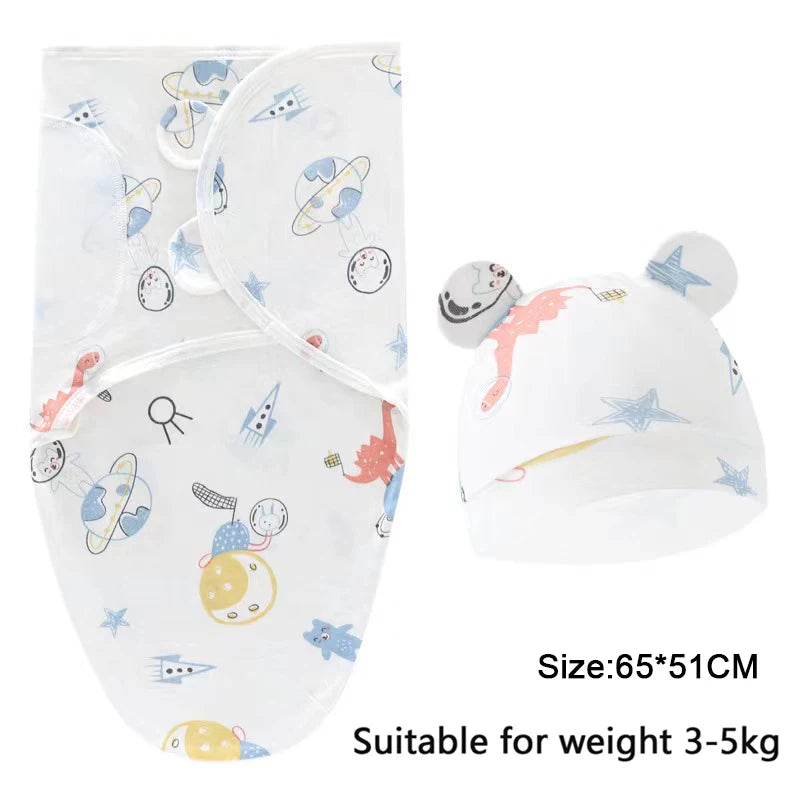 0-6m Baby Swaddle/Blanket and Hat Set 