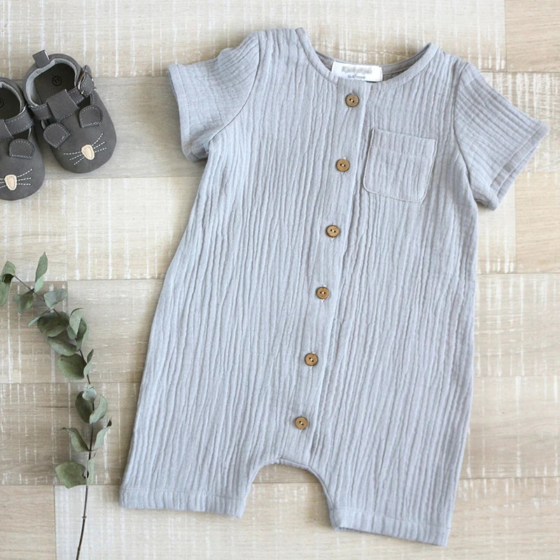 Newborn Baby Unisex Short Sleeves Romper Organic Cotton 