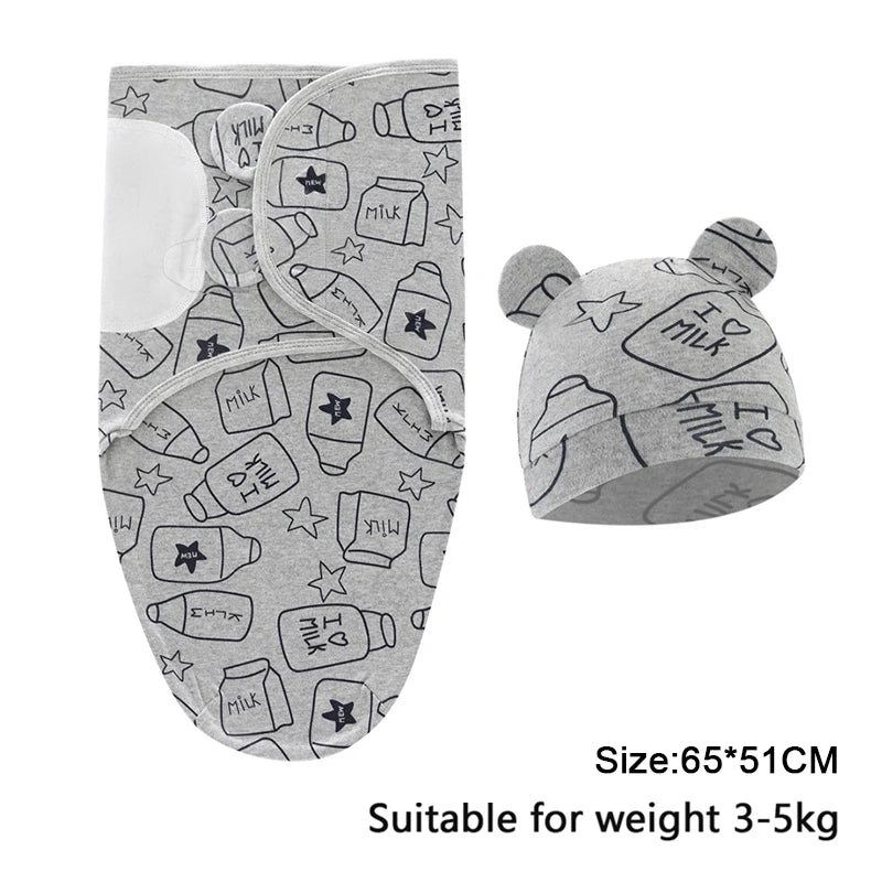 0-6m Baby Swaddle/Blanket and Hat Set 