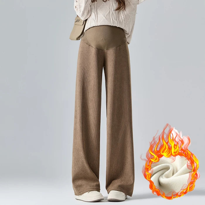 2024 Autumn Winter Maternity Pants Wide Leg Loose Straight Elastic Waist Belly Long Trousers for Pregnant Women Youth Pregnancy