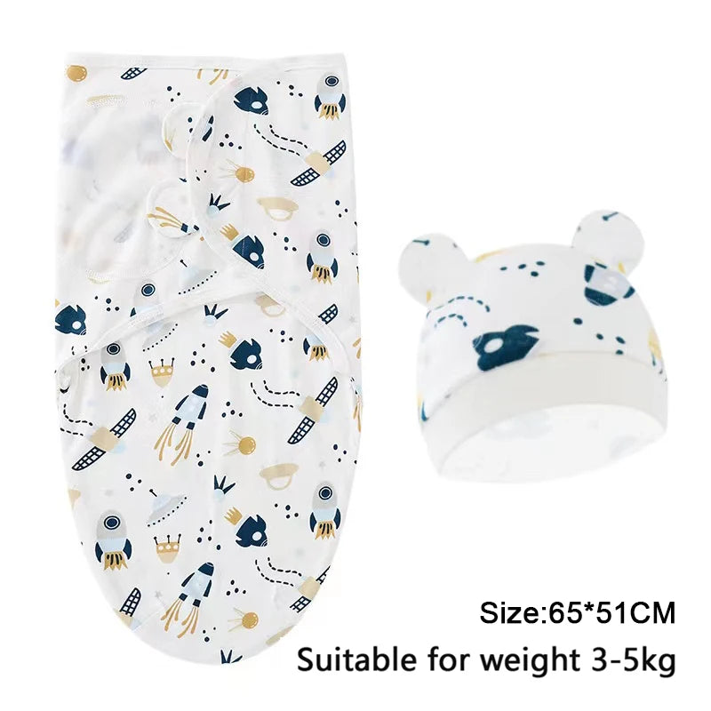 0-6m Baby Swaddle/Blanket and Hat Set 