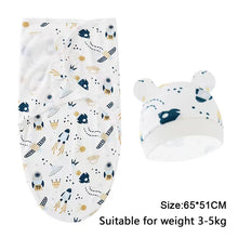 Load image into Gallery viewer, 0-6m Baby Swaddle/Blanket and Hat Set 
