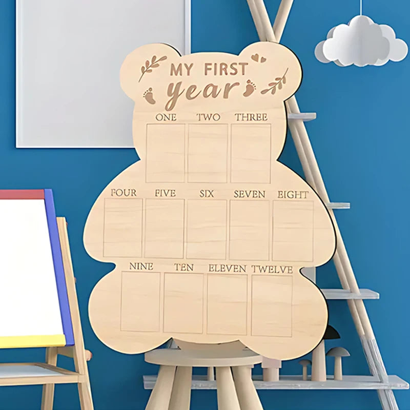 First Year Wooden Bear Milestone Tracker