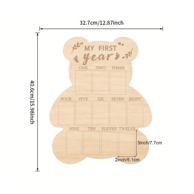 First Year Wooden Bear Milestone Tracker