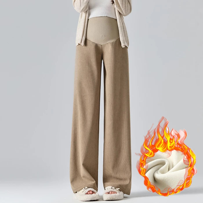 2024 Autumn Winter Maternity Pants Wide Leg Loose Straight Elastic Waist Belly Long Trousers for Pregnant Women Youth Pregnancy