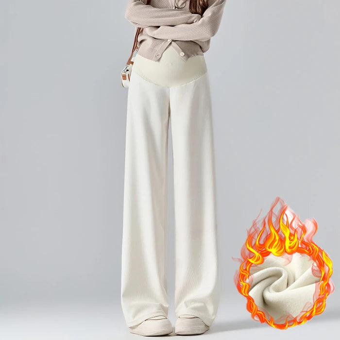 2024 Autumn Winter Maternity Pants Wide Leg Loose Straight Elastic Waist Belly Long Trousers for Pregnant Women Youth Pregnancy