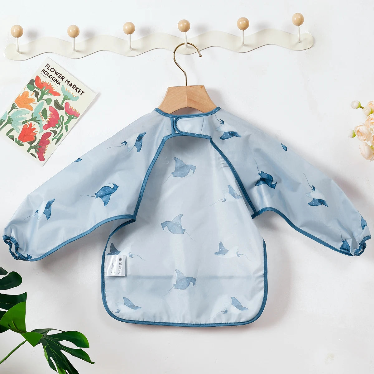 Elinfant 1PC Long Sleeve Bibs, Waterproof Feeding Bibs,Washable Burp Cloth,Coveralls Bibs,Easy to Clean,Wash-Free Eating Bibs