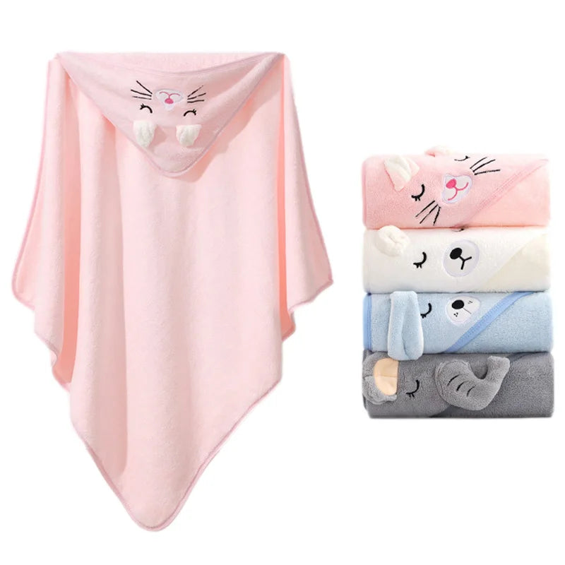 Cartoon Animal Baby Bath Towels Soft Newborn Hooded Towel 