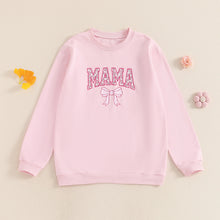 Load image into Gallery viewer, Autumn Family Matching Kids Girls Sweatshirt Long Sleeve Letter Bow Print Pullover Mom Pink Fall Clothes