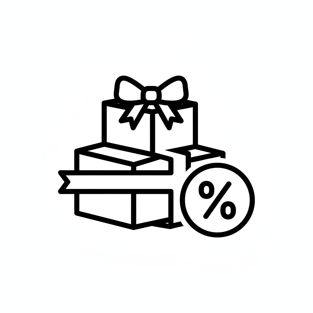 black and white icon for bundles and save