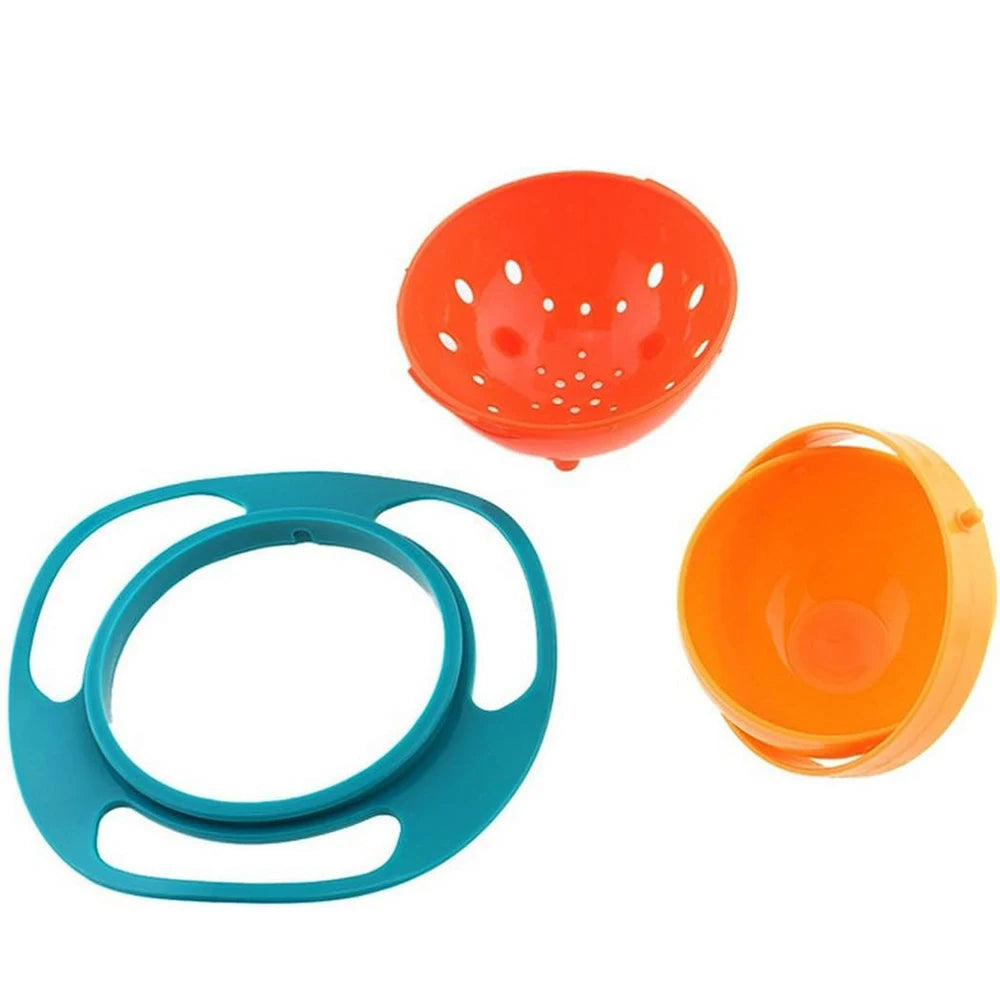 Magic Gyro Bowl 360 Degree Rotate Spill-Proof Bowls with Lid Plastic Creative Dishes Practice Feeding Bowls for Toddler Baby Kid