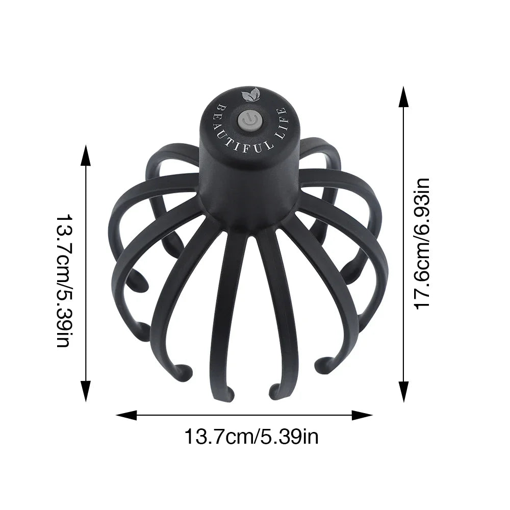 Electric Octopus Claw Scalp Massager Hands-Free 3 Level Head Massage LED Red Light 3D Wirelss Head Scratcher Massage Health Care