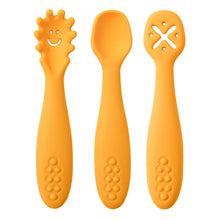 Load image into Gallery viewer, 3PCS Silicone Spoon Fork for Baby Utensils Set Feeding Food Toddler Learn to Eat Training Soft Fork Cutlery Children&#39;S Tableware