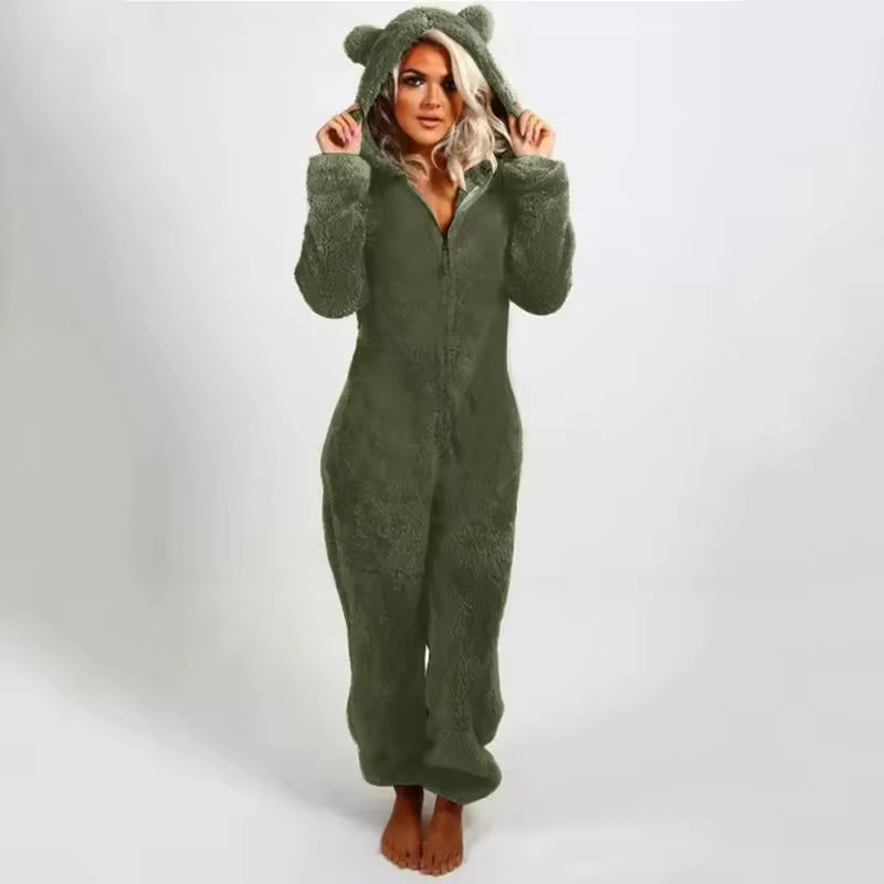 Plush Hooded Jumpsuit Pajama