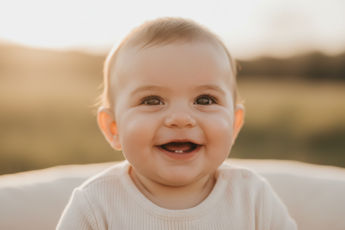 now generate a happy smiling baby close up of a cute baby