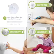 Children playing with electrical outlets, emphasizing safety hazards and the importance of childproofing.
